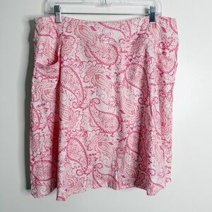 NWT Fulbelle Pink White Paisley Print Skort With Pockets 2XL Activewear Golf